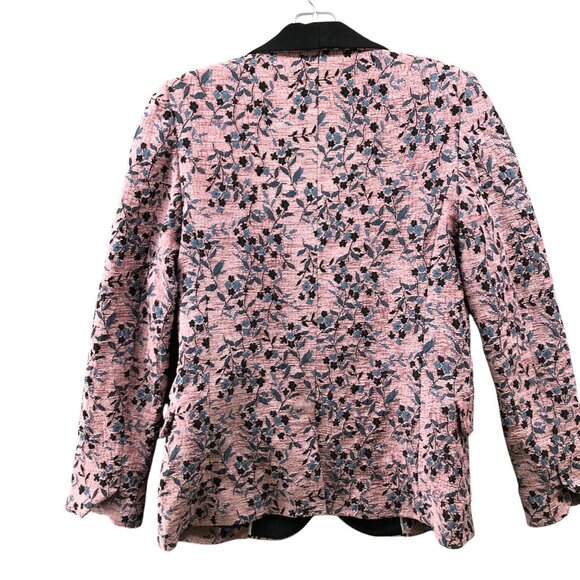 Zadig & Voltaire Pink Floral Blazer Womens 34 (2) Textured Velvet One Button - Picture 2 of 15